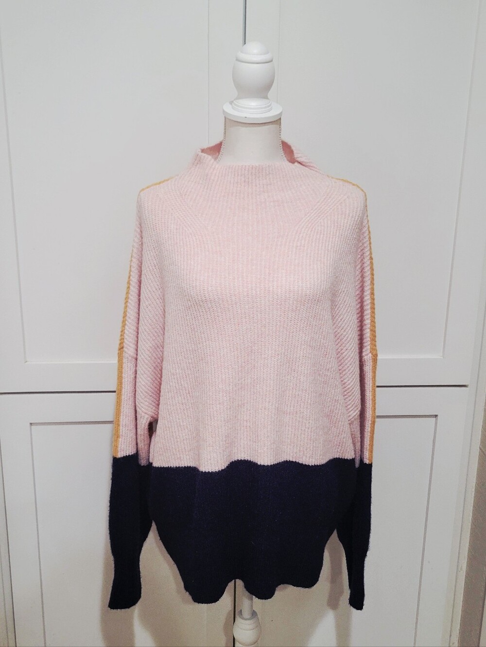 Free Assembly Color Block Mock Turtleneck Knit Sweater | Size XXL